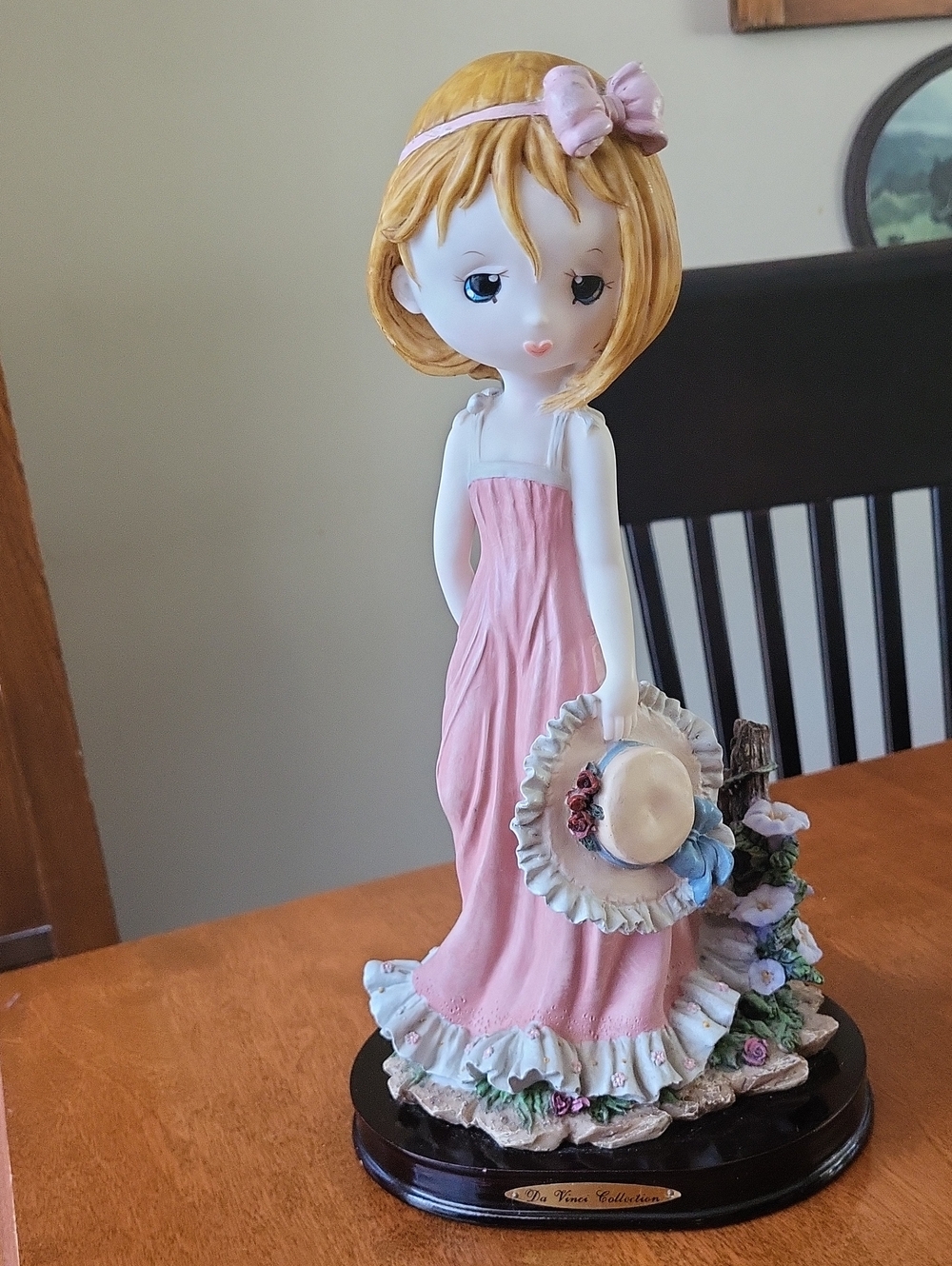 Da Vinci Collection "Sad Eyes" Girl In Pink Ruffled Sundress - Figurine